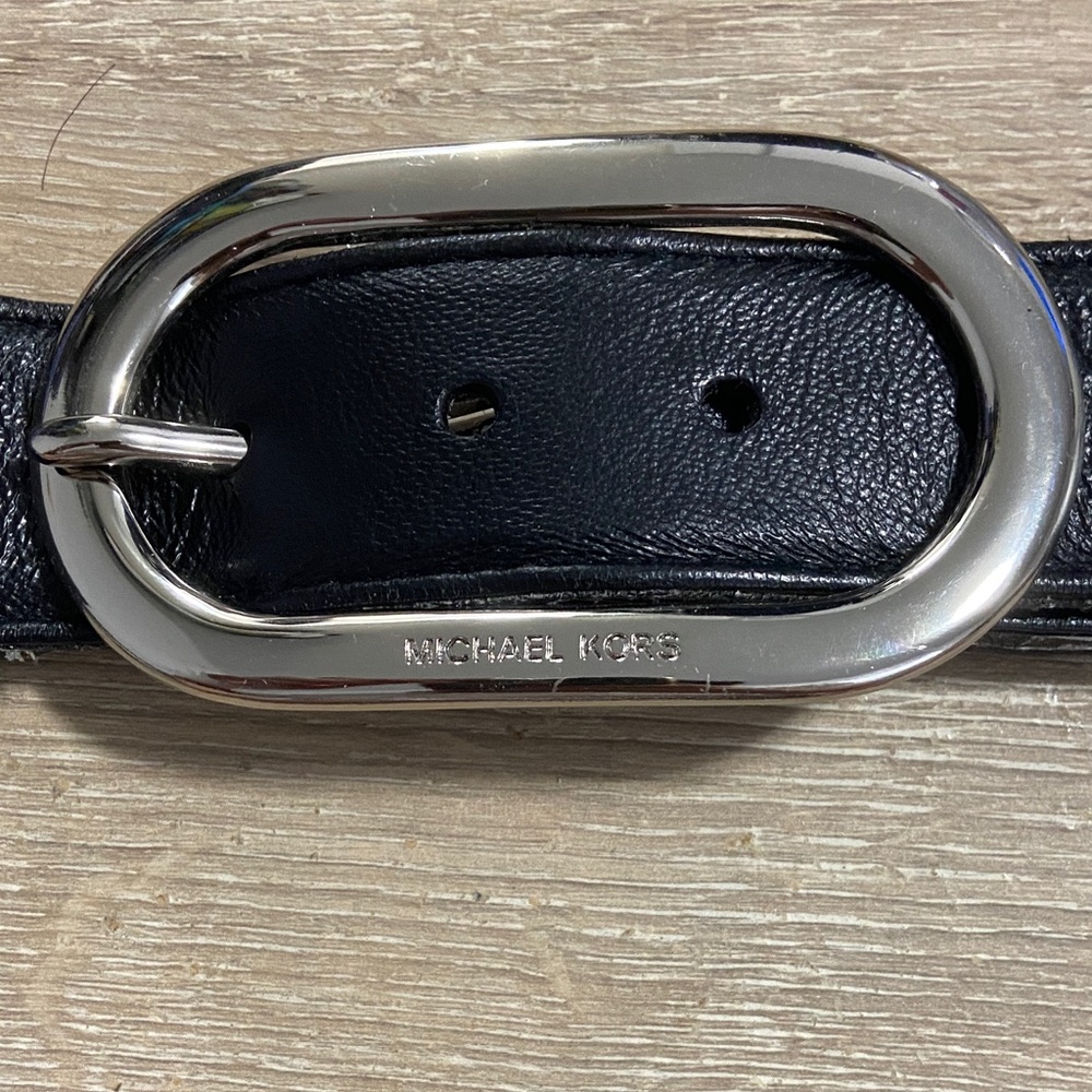 Michael Kors Black Leather Belt Bag with Silver Buckle